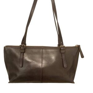 Hobo gray leather zipper tote bag